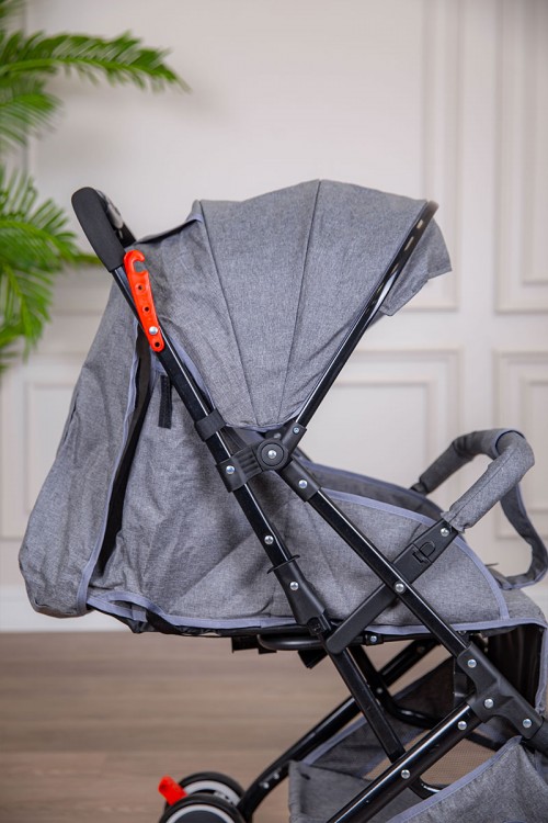 عربة أطفال خفيفة الوزن لون رمادي قابلة للطي و التعديل مع سلة تخزين مريحة