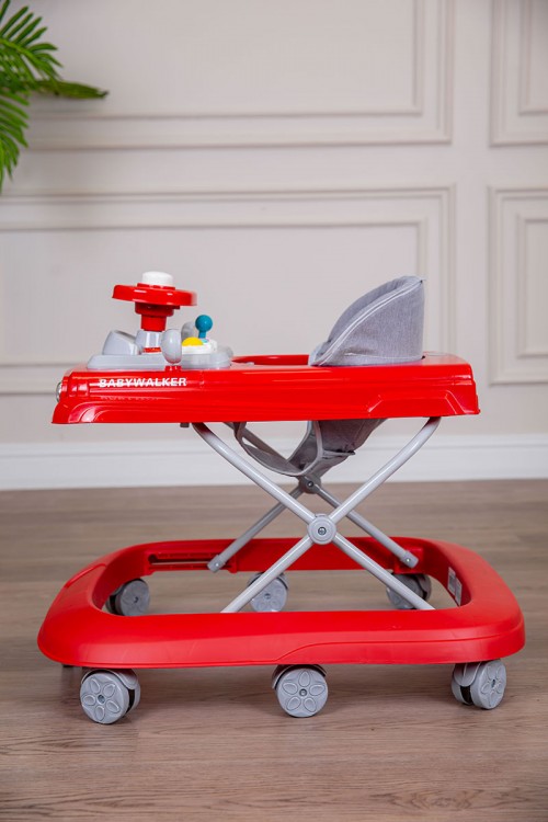 مشاية أطفال متعددة الألوان على شكل سيارة قابلة للطي و مضادة للإنزلاق مع لوح ألعاب