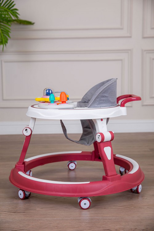 مشاية أطفال متعددة الألوان قابلة للطي و مضادة للإنزلاق مع لوح ألعاب