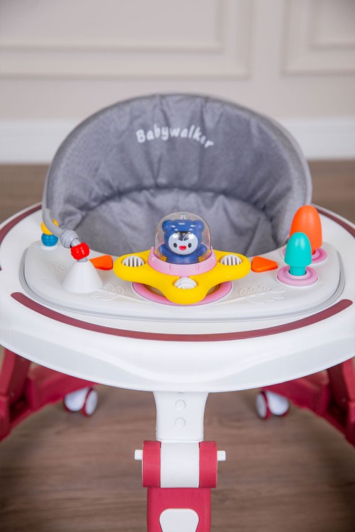 مشاية أطفال متعددة الألوان قابلة للطي و مضادة للإنزلاق مع لوح ألعاب