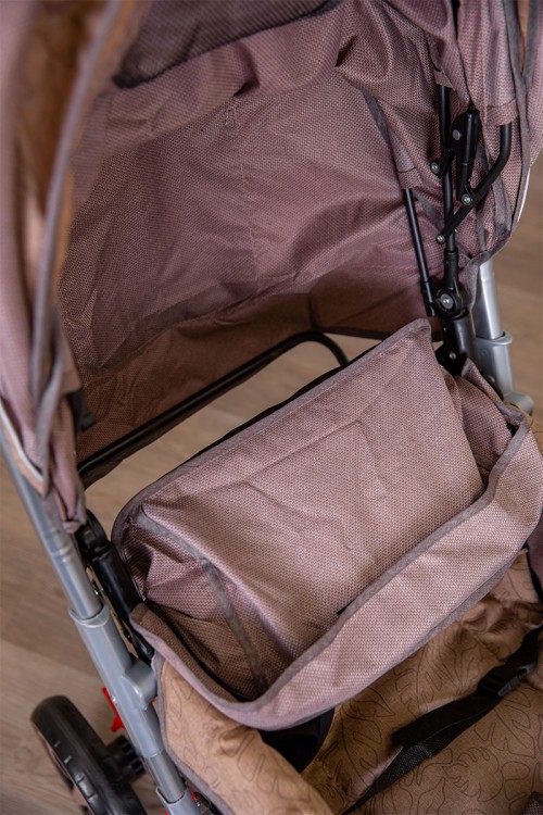 عربة أطفال خفيفة الوزن لون لحمي قابلة للطي و التعديل مع سلة تخزين مريحة