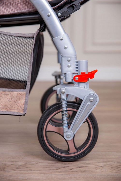 عربة أطفال خفيفة الوزن لون لحمي قابلة للطي و التعديل مع سلة تخزين مريحة