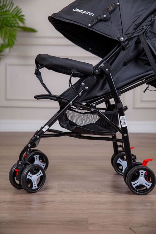 عربة أطفال خفيفة الوزن لون أسود قابلة للطي و التعديل مع سلة تخزين مريحة