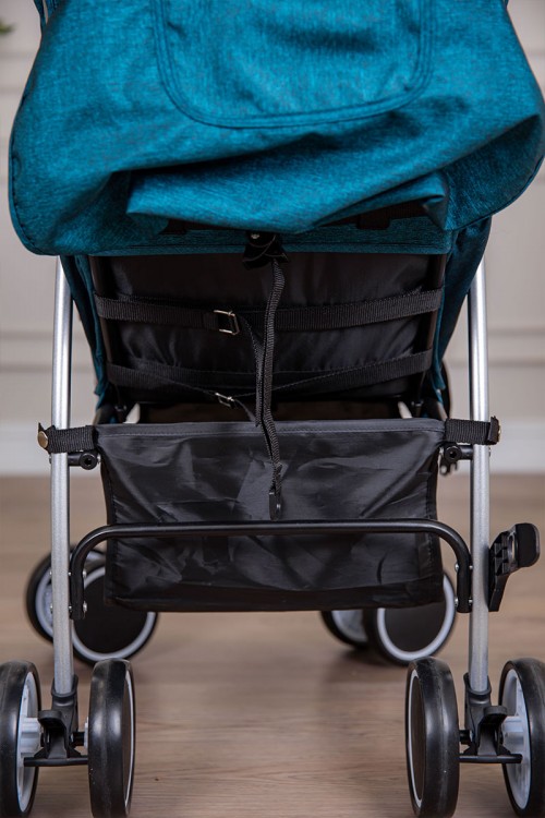 عربة أطفال خفيفة الوزن لون تركواز غامق قابلة للطي و التعديل مع سلة تخزين مريحة