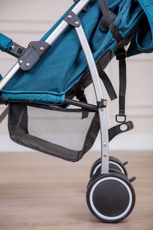 عربة أطفال خفيفة الوزن لون تركواز غامق قابلة للطي و التعديل مع سلة تخزين مريحة