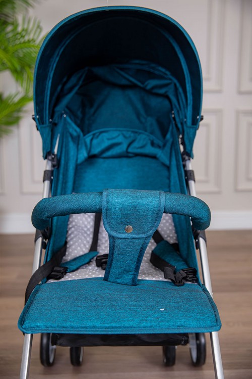 عربة أطفال خفيفة الوزن لون تركواز غامق قابلة للطي و التعديل مع سلة تخزين مريحة