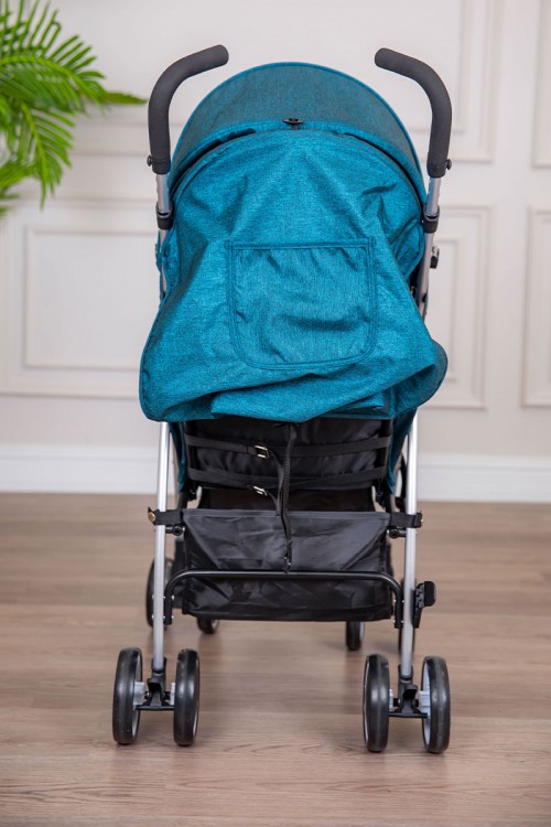 عربة أطفال خفيفة الوزن لون تركواز غامق قابلة للطي و التعديل مع سلة تخزين مريحة