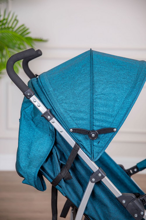 عربة أطفال خفيفة الوزن لون تركواز غامق قابلة للطي و التعديل مع سلة تخزين مريحة