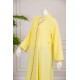 جلابية نسائية لون أصفر بتطريز ذهبي ياقة عالية مع قصة سبعة ذو أكمام طويلة