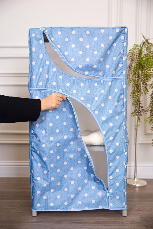 دولاب أطفال 3 أرفف بغطاء متعدد الألوان منقط و بسحاب من الأمام