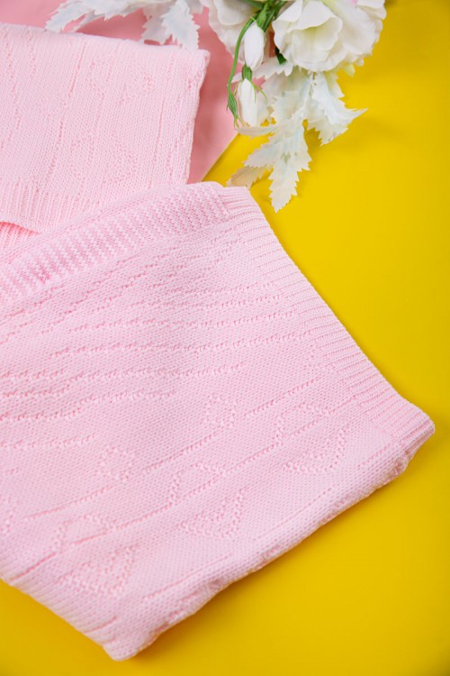 شال أطفال صوف لون وردي