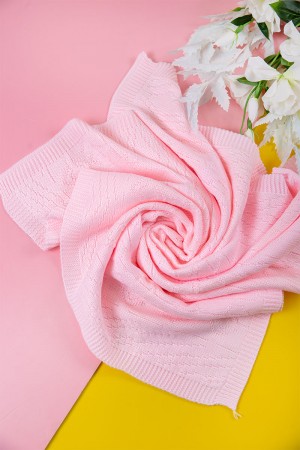 شال أطفال صوف لون وردي