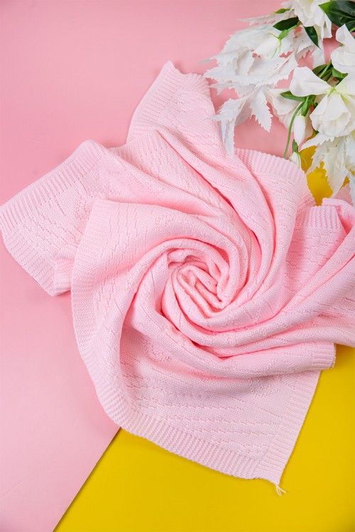 شال أطفال صوف لون وردي