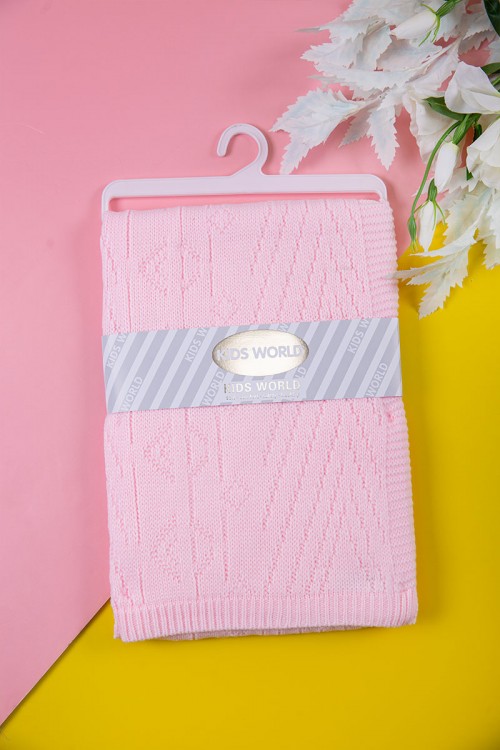 شال أطفال صوف لون وردي