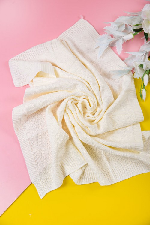 شال أطفال صوف لون سكري