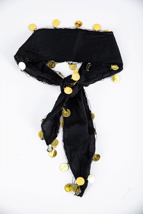 حزام أو ربطة شعر تراثية لون أسود مزينة بجنيهات ذهبية