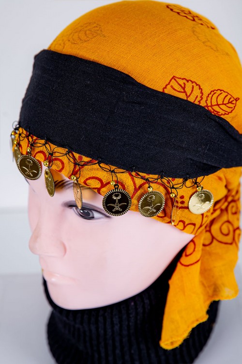 ربطة شعر تراثية ملونة مزينة بجنيهات ذهبية