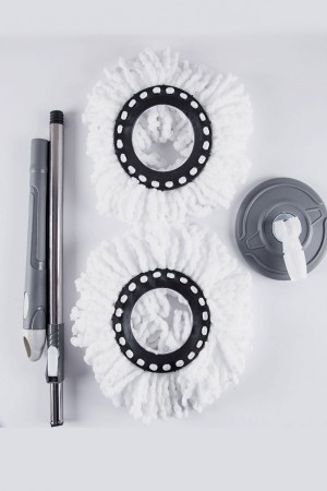 ممسحة أرضية مع دلو مقسّم لجزئين بدوران 360 درجة مع قطعة غيار 