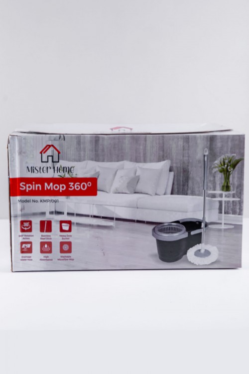 ممسحة أرضية مع دلو مقسّم لجزئين بدوران 360 درجة مع قطعة غيار