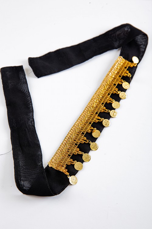 ربطة رأس تراثية لون أسود مزينة بجنيهات ذهبية