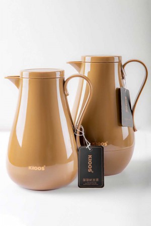 ترمس للقهوة و الشاي لون بيج غامق بسعة 1 لتر حافظ للحرارة 