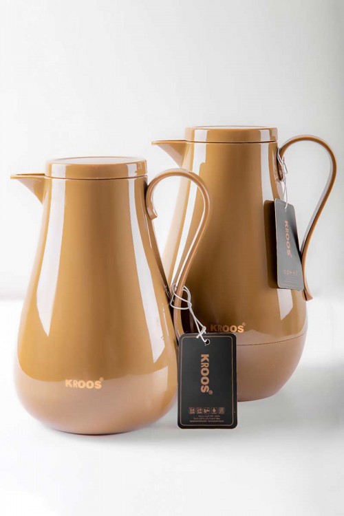 ترمس للقهوة و الشاي لون بيج غامق بسعة 1 لتر حافظ للحرارة