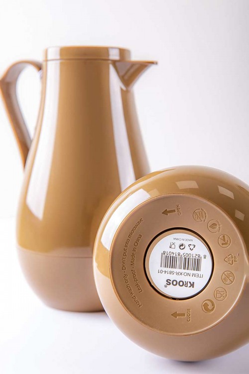 ترمس للقهوة و الشاي لون بيج غامق بسعة 1 لتر حافظ للحرارة