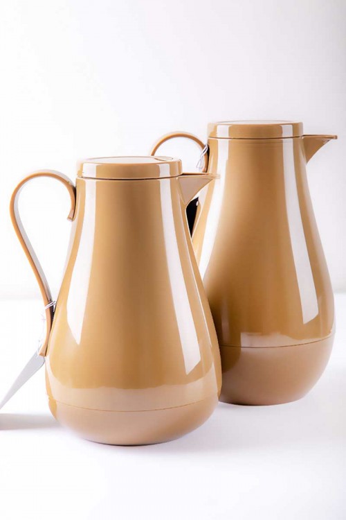 ترمس للقهوة و الشاي لون بيج غامق بسعة 1 لتر حافظ للحرارة