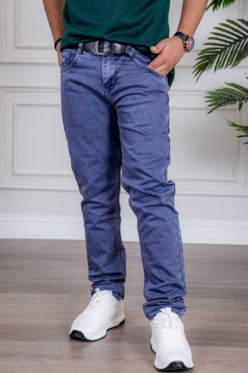 بنطلون رجالي جينز لون أزرق بجيوب من الجانبين و الخلف