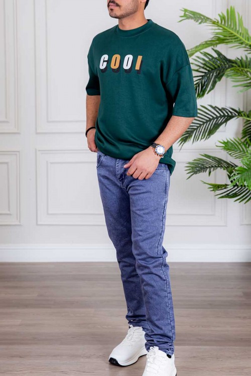 بنطلون رجالي جينز لون أزرق بجيوب من الجانبين و الخلف