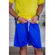 طقم رياضي رجالي قطعتين تيشيرت باللون الأصفر و الأزرق و شورت باللون الأزرق برباط في الخصر