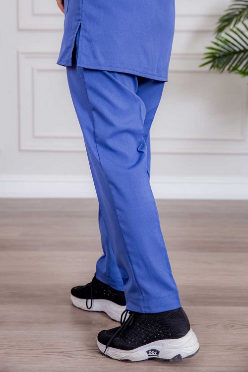 زي عاملة قطعتين متعددة الألوان بلوزة قصة سبعة بأكمام قصيرة و جيوب من الأمام و بنطلون طويل