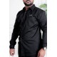 قميص رجالي لون أسود بأكمام طويلة و جيب من الأمام و بأزرار من الأمام و الأكمام