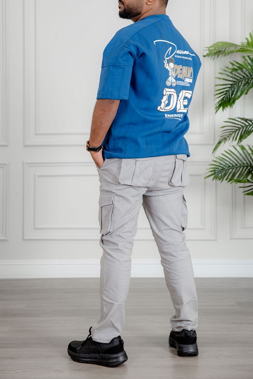 بنطلون رجالي متعدد الألوان بجيوب من الجانبين و الخلف و برباط في الخصر