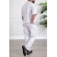 طقم رجالي قطعتين لون أبيض تيشيرت بكتابات مع بنطلون طويل بجيوب من الجانبين و الخلف و برباط في الخصر