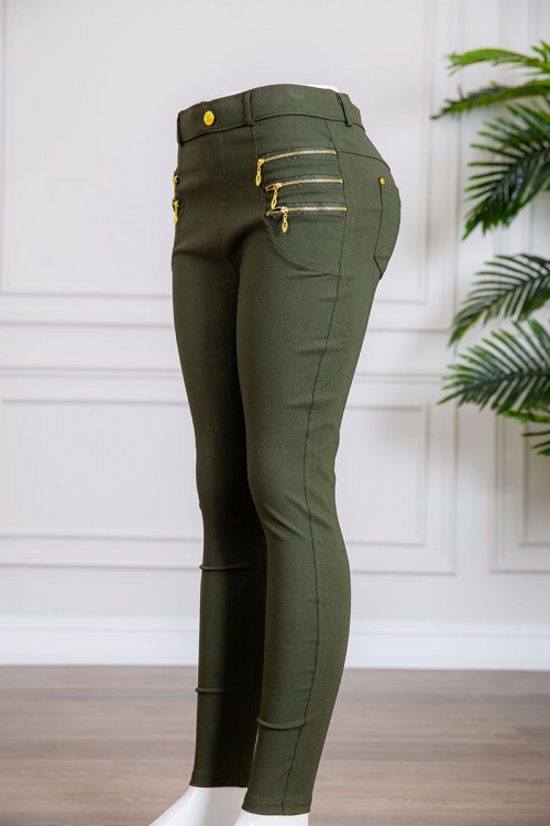 بنطلون نسائي متعدد الألوان بسحابات من الجانبين و جيوب من الخلف