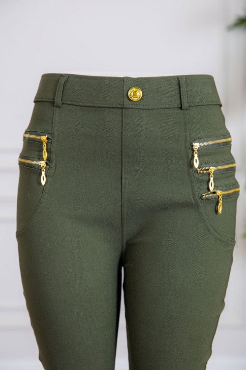 بنطلون نسائي متعدد الألوان بسحابات من الجانبين و جيوب من الخلف