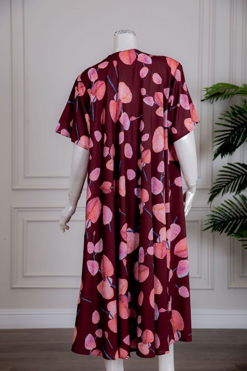 قميص نسائي متعدد الألوان مزين بطبعات من الورود بياقة سبعة و أكمام قصيرة