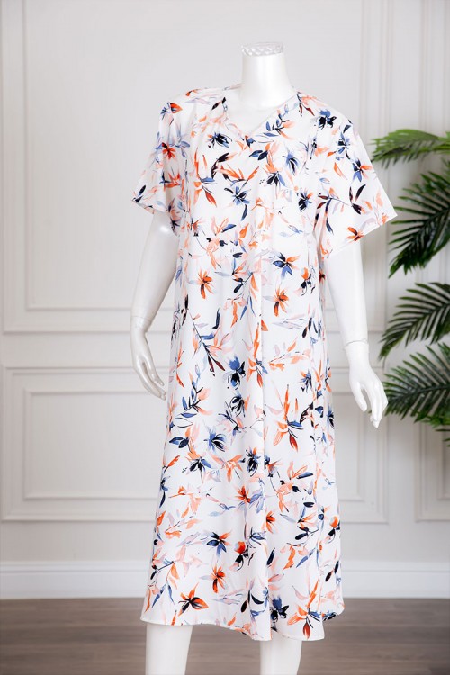 جلابية نسائية متعددة الألوان بياقة سبعة و أكمام قصيرة