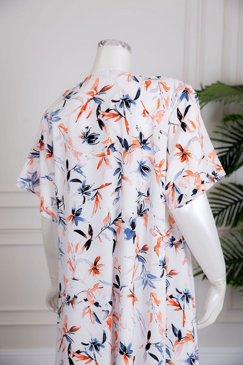 جلابية نسائية متعددة الألوان بياقة سبعة و أكمام قصيرة