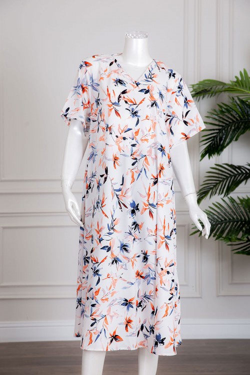 جلابية نسائية متعددة الألوان بياقة سبعة و أكمام قصيرة