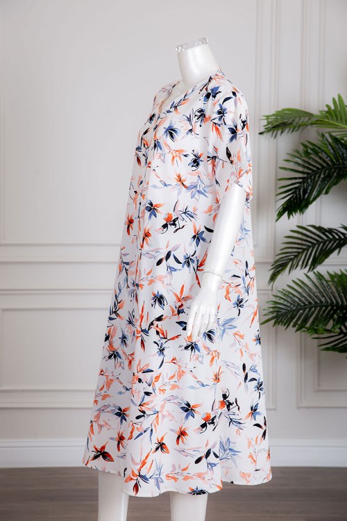 جلابية نسائية متعددة الألوان بياقة سبعة و أكمام قصيرة