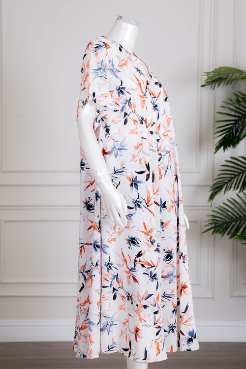 جلابية نسائية متعددة الألوان بياقة سبعة و أكمام قصيرة