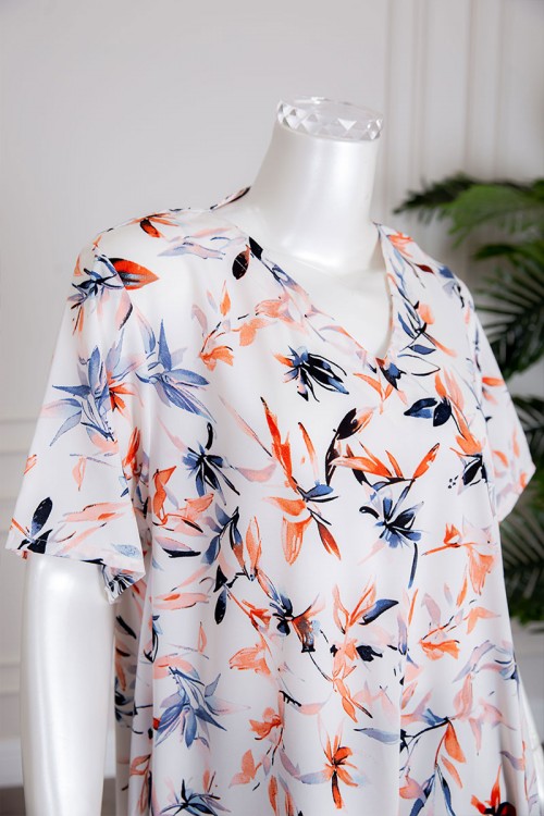 جلابية نسائية متعددة الألوان بياقة سبعة و أكمام قصيرة