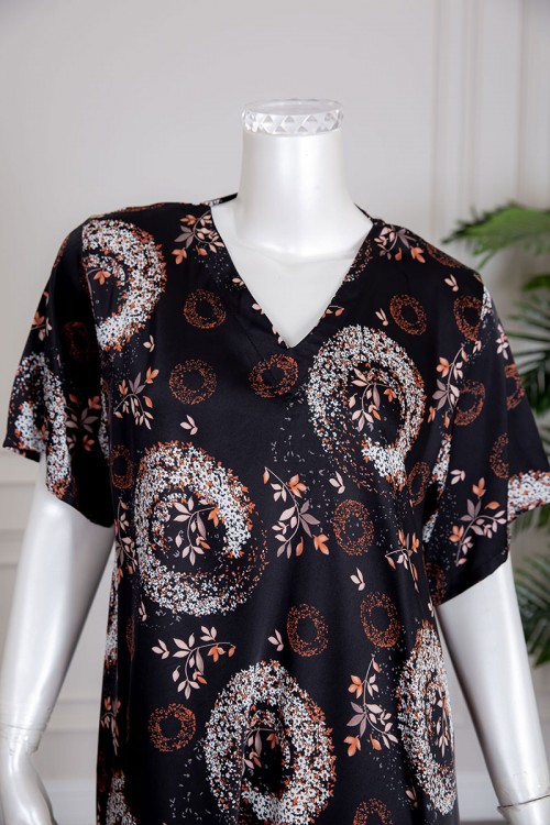 جلابية نسائية متعددة الألوان بياقة سبعة و أكمام قصيرة