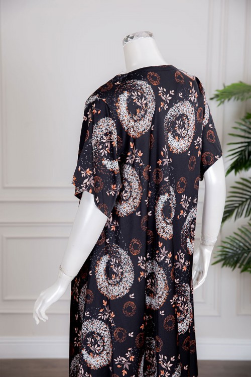 جلابية نسائية متعددة الألوان بياقة سبعة و أكمام قصيرة