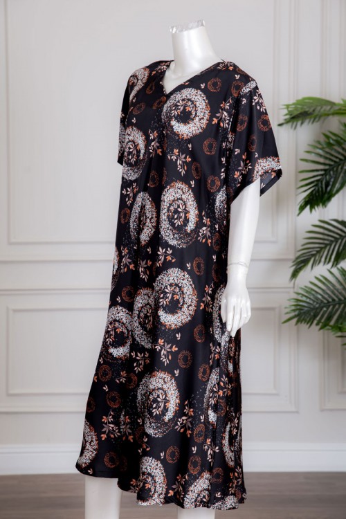 جلابية نسائية متعددة الألوان بياقة سبعة و أكمام قصيرة