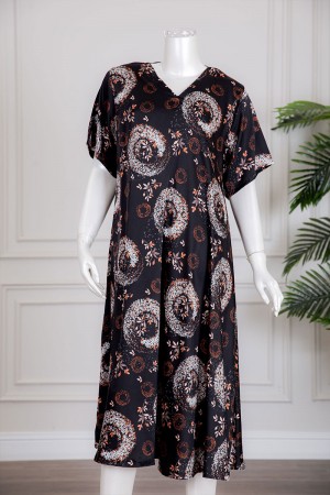 جلابية نسائية متعددة الألوان بياقة سبعة و أكمام قصيرة