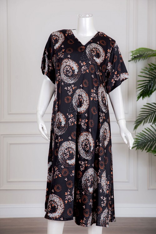 جلابية نسائية متعددة الألوان بياقة سبعة و أكمام قصيرة