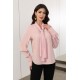 بلوزة نسائية لون وردي بربطة عنق و أكمام طويلة